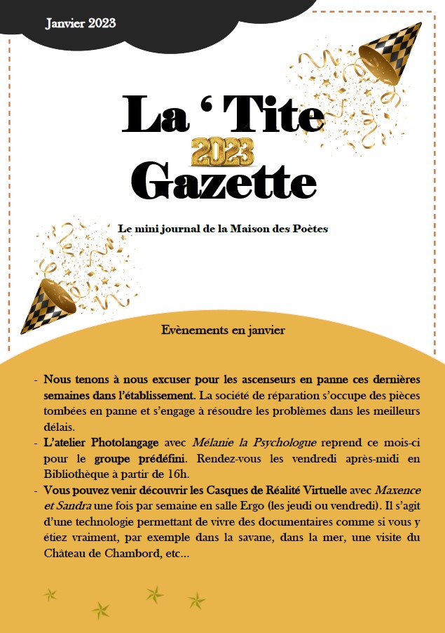 La &lsquo;tite gazette : Janvier 2023