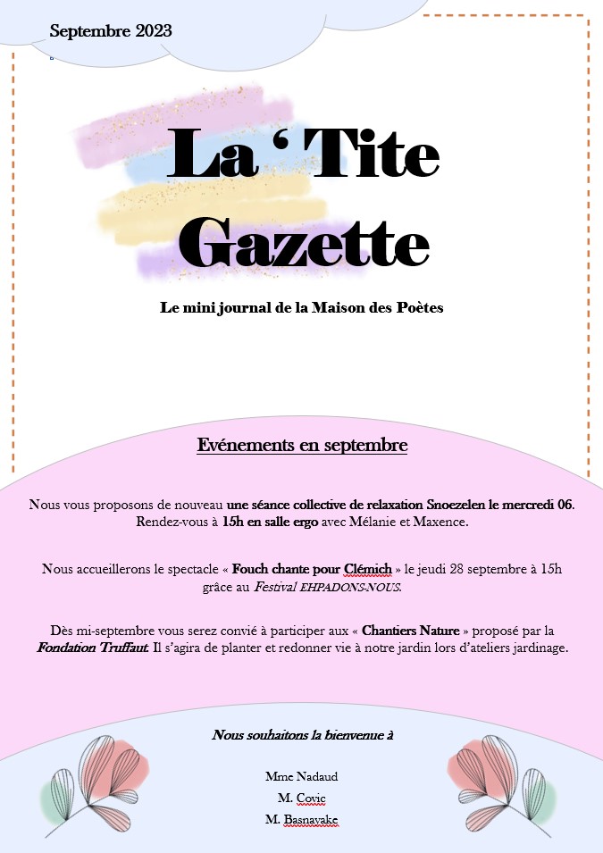 La &lsquo;tite gazette : Septembre 2023